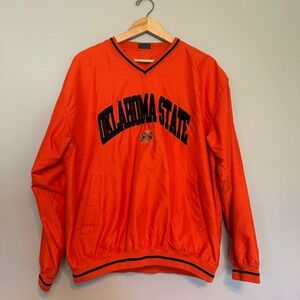 Pro Edge Oklahoma State Cowboys Orange V-Neck Pullover Windbreaker Mens Large